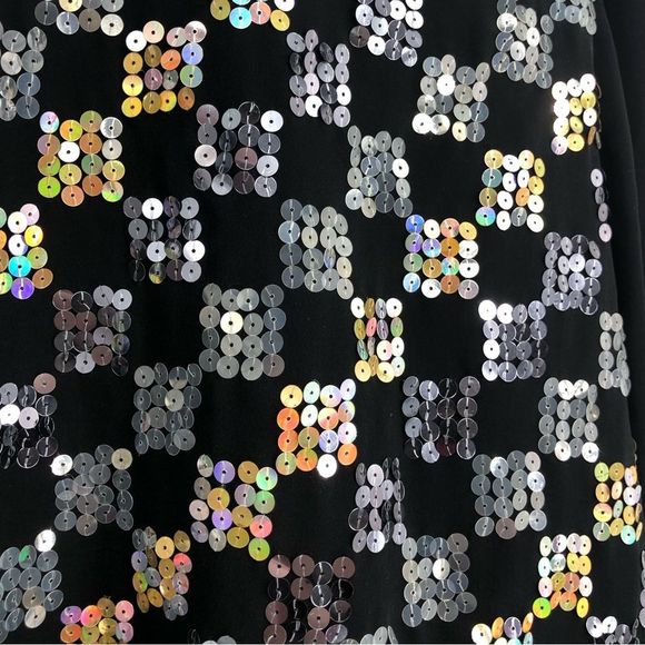 90’s Vintage Silver Iridescent Gold Sequin Checkerboard Evening Jacket size X - Picture 8 of 16